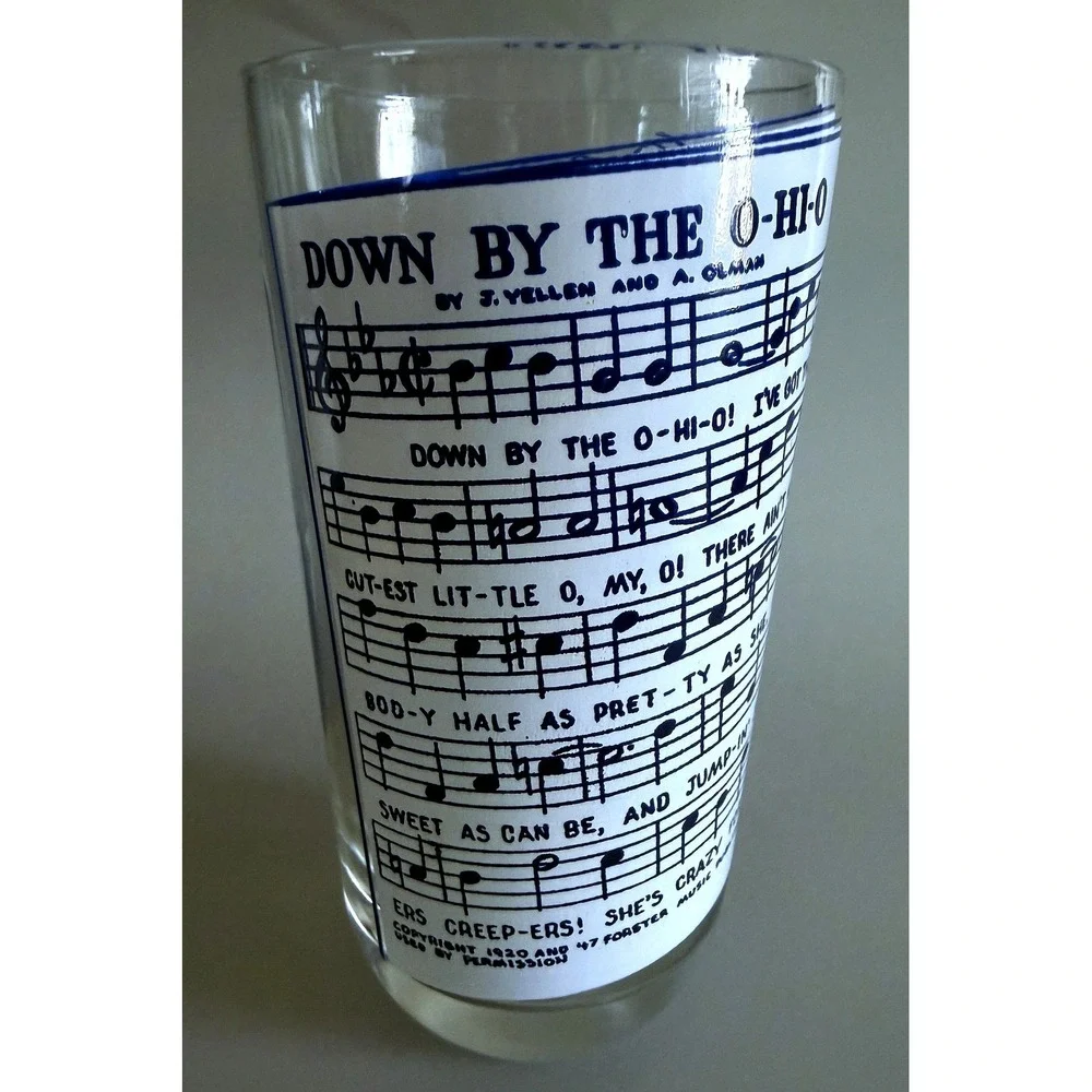 Vintage 1960s OHIO State Beverage Glass Tumbler Highball, Enamel Paint 5.25